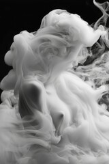 Abstract Swirling White Smoke Against a Black Background