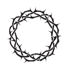 Sacred Christian crown of thorns wreath hand drawn isolated vector illustration flash tattoo or print design