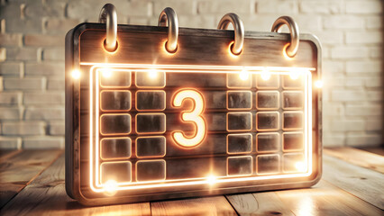 Obraz premium Futuristic Flat Floating Cyber Monday Countdown Calendar with Glowing Numbers - Urgent Sales Event Concept in Minimalist Design