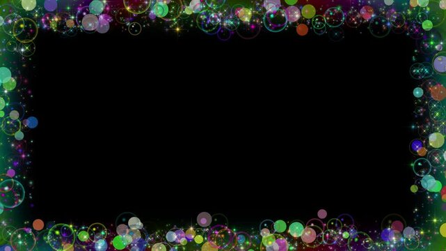 Rising rainbow particle glitter frame effect
