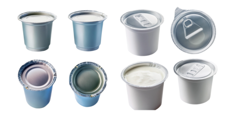 realistic packing for yogurt isolated on white background