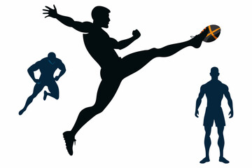 Silhouette of soccer players isolated on white background