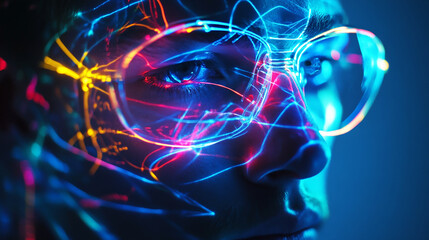 Technoluminescence Neon Threads of the Future. Generative AI