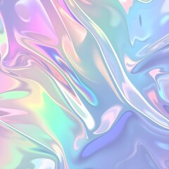 Fototapeta premium Abstract Iridescent Plastic Surface with Fluid Folds and Rainbow Reflections