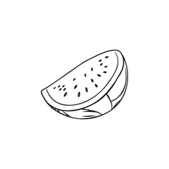 Watermelon silhouette vector illustration, Simple, clear and beautiful arts and crafts artisanal stencil print style illustration