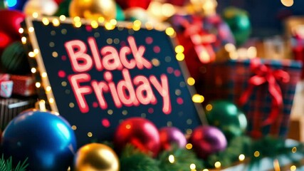 Black friday sale with colorful decorations and gift packages - festive shopping theme