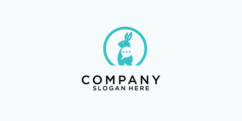 Creative phone and rabbit logo design with modern concept premium vector