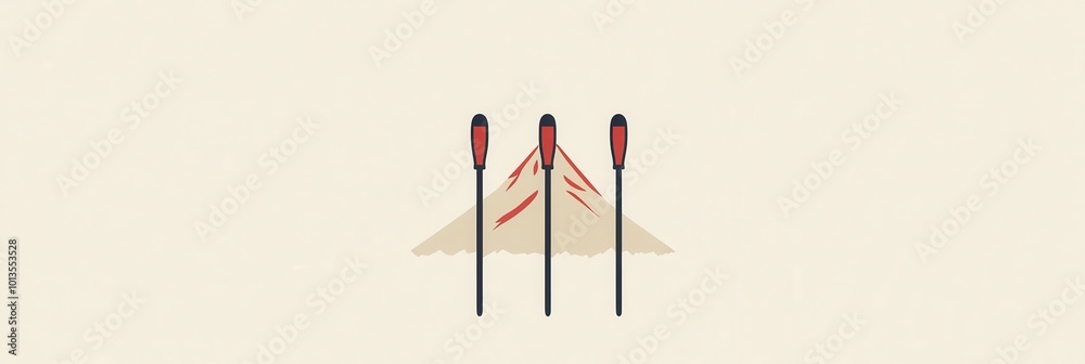 Aufkleber the design features three ski poles standing upright in front of a stylized mountain, emphasizing wi