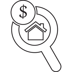 Appartment, property, search icon