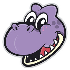 Purple Dinosaurs Head cartoon characters, happy and smile. Best for sticker, logo, and mascot with prehistoric themes for kids