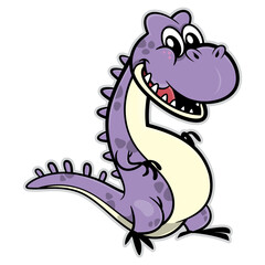 Purple Dinosaurs cartoon characters, happy and greeting. Best for sticker, logo, and mascot with prehistoric themes for kids