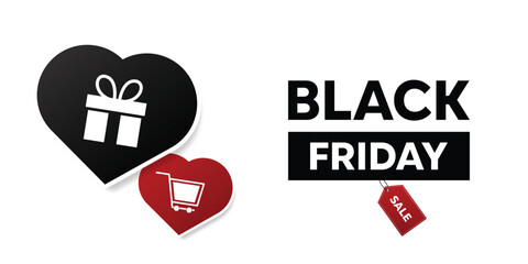 Black Friday Sale. Gift and shopping chart. Great for cards, banners, posters, social media and more. White background.