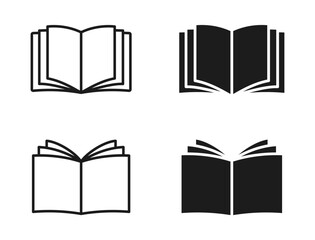 Book icons set. Open book icon. Ebook icon for app. Vector illustration.