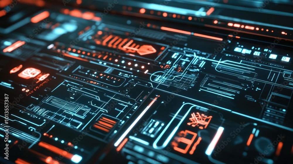 Poster high-resolution image of a digital tablet showing complex vector graphics, representing the cutting-