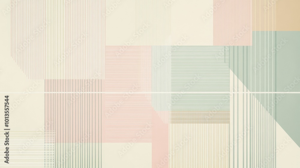Poster minimalistic geometric lines pattern with evenly spaced horizontal and vertical lines in soft pastel