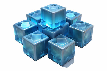 Obraz premium 3D Macro Shot of Glowing Ice Cubes in Futuristic Drink Concept - Radiant Texture & Winter Vibe Close-Up