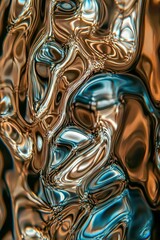 Abstract Metallic Swirls with Brown and Blue Hues