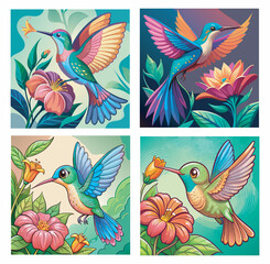 Fototapeta premium birds vector set illustration 