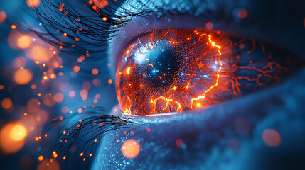 Intricate 3D Eye Rendering with Fiery Details