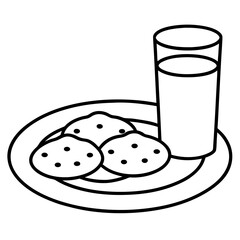 A plate of cookies and a glass of milk left for Santa