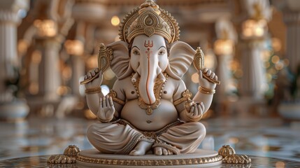 Fototapeta premium Majestic Ganesha Statue in High Quality Long Shot