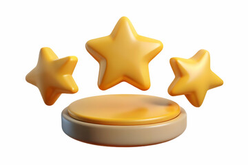 Flat Floating Glowing Product Review Stars - Cyber Monday Concept Illustrating Customer Satisfaction with Minimalist Design for Infographics