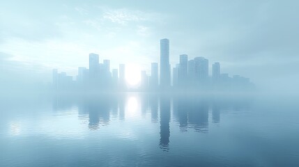 Fototapeta premium Clean Minimalistic City Skyline in Fog