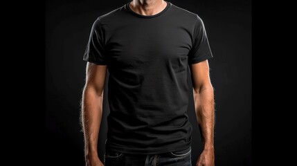Naklejka premium Black Shirt on Model in Dark Background