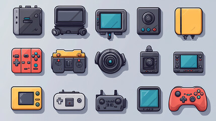 Minimalist vector-style icons representing various_elelectonic