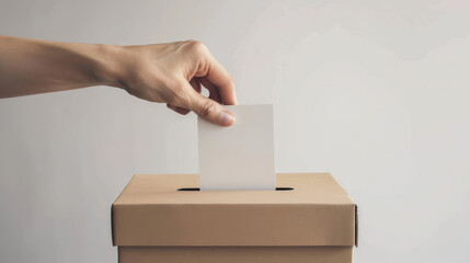 Casting Your Vote: Hand dropping a ballot into a cardboard box.  A simple, powerful image representing the democratic process.