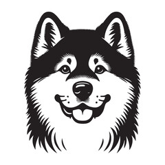 Naklejka premium Akita Dog Face Clipart Design - Dog Head Logo - Akita Vector illustration in black and white 