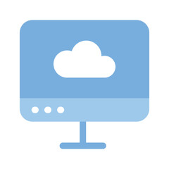 A cloud connected to a computer symbolizing cloud computing or storage