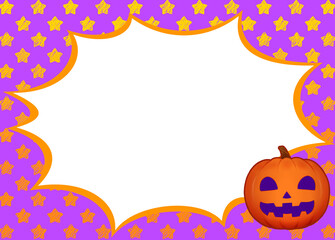 ハロウィン　フレーム　カボチャ　お化け　素材　枠　吹き出し　囲み　飾り枠　衝撃　びっくり　ポップ　見出し　タイトル　キャンペーン　フェア　バーゲン　柄　派手　ポスター © あんもち