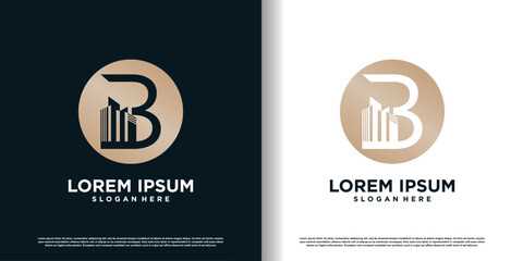 Building logo design template with initial B concept premium vector
