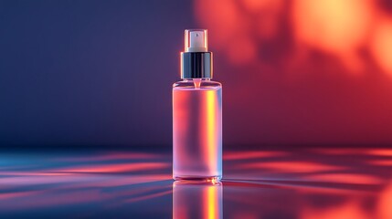 Sleek Cosmetic Bottle Surrounded by Beautifully Blurred Colorful Background in Smooth Lighting