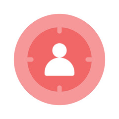 A person inside a target, representing focus, goals, or user targeting vector design
