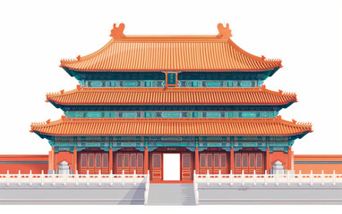 Obraz premium Chinese traditional ancient architecture art illustration