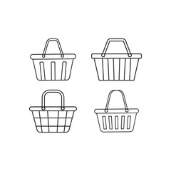 Shopping basket icons set. Shopping basket line icon. linear style sign for mobile concept and web design. Wire basket outline vector icon. Symbol, logo Vector illustration.