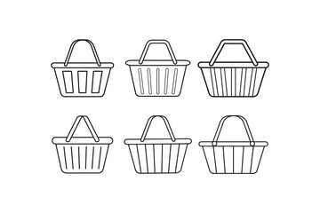 Shopping basket icons set. Shopping basket line icon. linear style sign for mobile concept and web design. Wire basket outline vector icon. Symbol, logo Vector illustration.