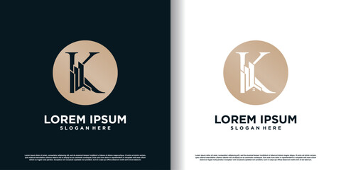 Fototapeta premium Building logo design template with initial K concept premium vector