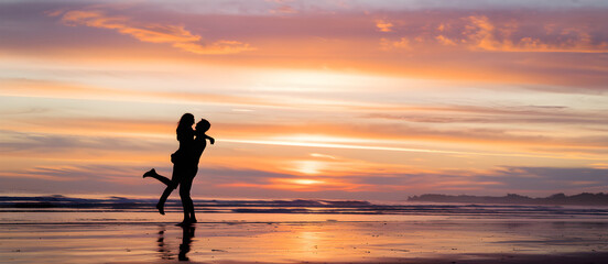 Romantic Sunset Moment Between Two Individuals