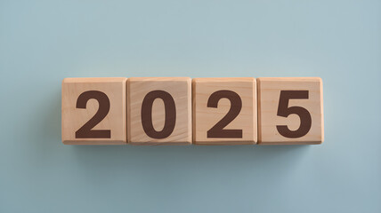 Wooden Blocks Arranged to Display Year 2025