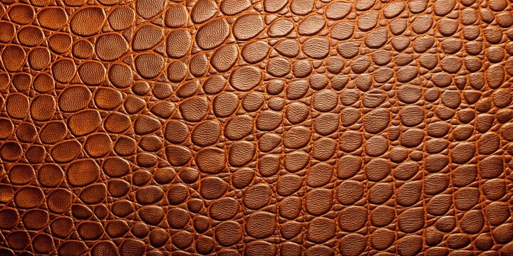 Warm and rich brown synthetic leather background texture featuring a detailed, embossed pattern, evoking a sense of luxury and sophistication in a neutral tone.