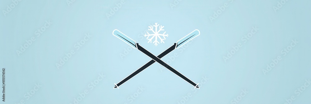 Poster the design showcases a snowflake between two crossed ski poles, symbolizing winter sports and the ex