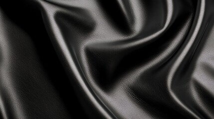 Obraz premium Close-up of a piece of black leather with a smooth, elegant texture.