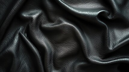 Black leather with a soft, wrinkled texture.