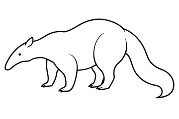 Stunning Vector Illustration of a Giant Anteater Investigating the Ground with Its Long Snout
