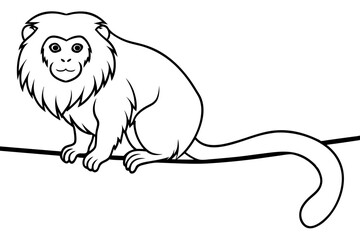 Vibrant Golden Lion Tamarin Perched on a Branch Vector Art for Animal Lovers

