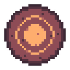 Obraz premium Chocolate Circle Chocolate with Vanilla inside, Pixel Art Icon, Isolated