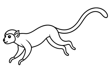 Dynamic Squirrel Monkey Jumping Between Trees Vector Illustration Showcasing Nature's Energy
